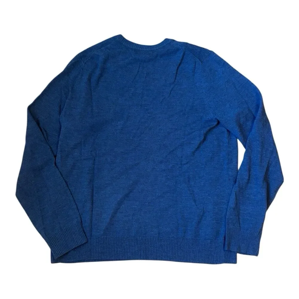 Banana Republic Extra Fine Merino Crewneck Sweater Men’s L Blue Knit Pullover LS